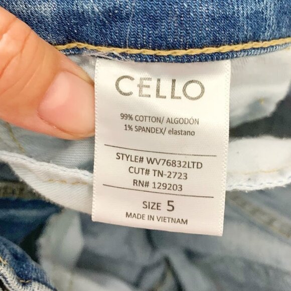 Cello Medium Wash Hi Rise Distressed  Raw Hem Stretch Skinny Cropped Jeans - Picture 13 of 13